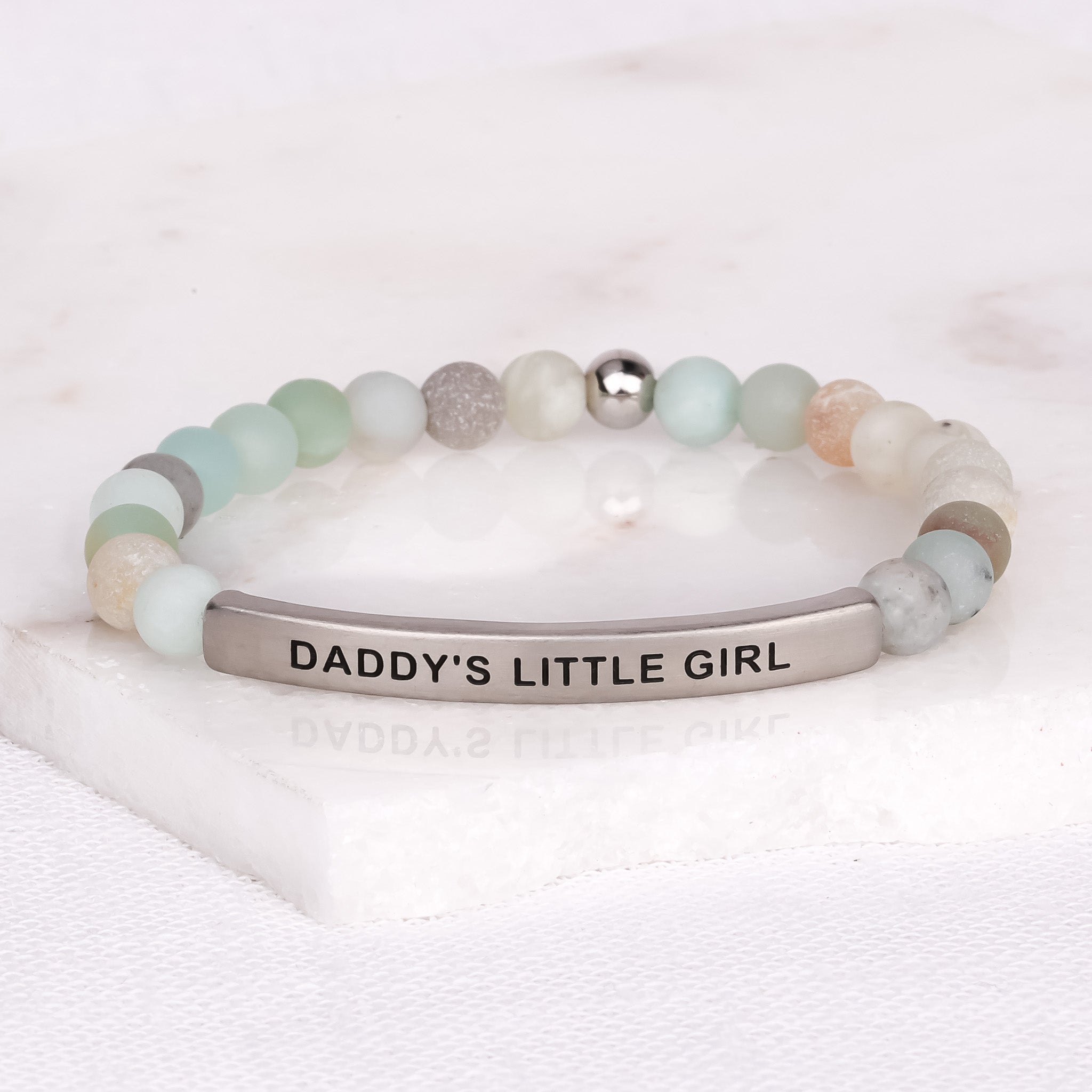 Inspire Me Bracelets - Daddy's Little Girl-Inspirational Bead Bracelet Turquoise ite / Small (6in-7in) Average Woman Size